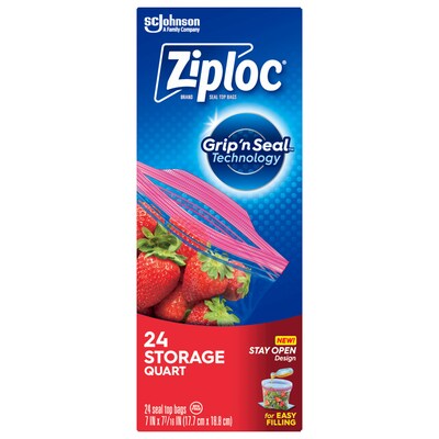 Ziploc Medium Storage Bags, 1 Qt., 24/Carton (314466)