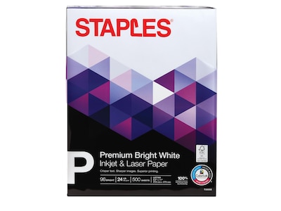 Staples Premium 8.5-Inch X 11-Inch Multipurpose Paper 24 Lbs. 98 Bright 500/Ream