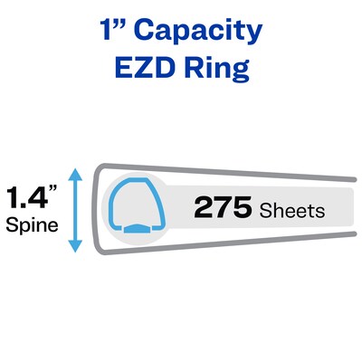 Avery Heavy Duty 1" 3-Ring Framed View Binders, One Touch EZD Ring, Black (68054)