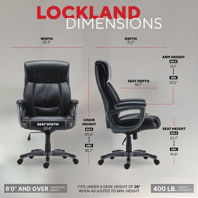 Quill Brand® Lockland Bonded Leather Big & Tall Managers Chair, Black (53235)