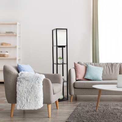 Creekwood Home Classix 62.5" Floor Lamp with Rectangular Shade, Black (CWF-3009-BK-LB)