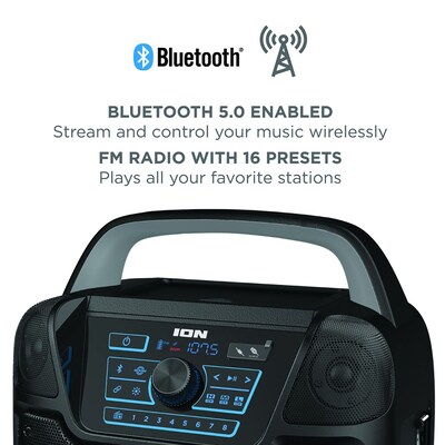 ION Sport 320° Bluetooth Portable All-Weather Speaker, Water Resistant, Black (SPORT320XUS)