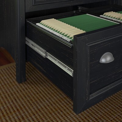 Bush Furniture Fairview 2 Drawer Lateral File Cabinet, Antique Black and Hansen Cherry (WC53984T)
