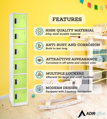 AdirOffice 72H 6-Tier Green Storage Locker (ADI629-206-GRN-DL)