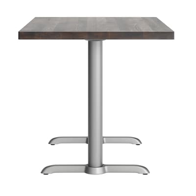 Flash Furniture Bennett Wooden Commercial Indoor Table, 48" x 30", Dark Brown Top/Silver Base (GSF3048DBT0522S)