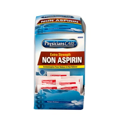 Physicians Care Extra Strength Non-Aspirin 500 Milligrams Acetaminophen Pain Reliever Tablet, 2/Packet, 125 Packets/Box (40800)