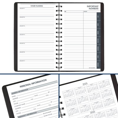 2026 AT-A-GLANCE 5" x 8" Daily Appointment Book Planner, Faux Leather Cover, Black (70-800-05-26)