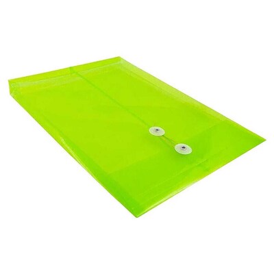 JAM Paper Button and String Document Envelope, Legal Open End, 10.25 x 14.5, Lime Green, 12/Pack (