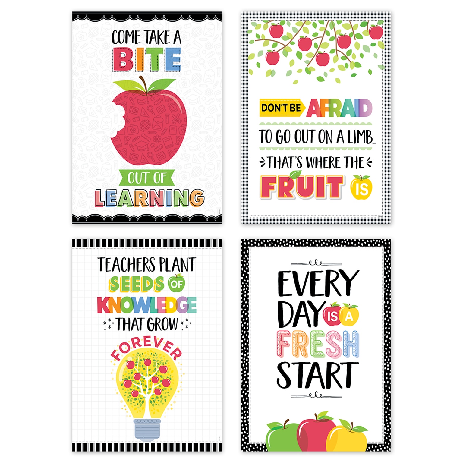 Creative Teaching Press Apple Time Inspire U 4-Poster Pack, 13-3/8 x 19, 4/Set (CTP11046)