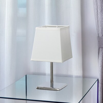 Creekwood Home Square Chrome 9.65" LED Table Lamp, White (CWT-1013-WH)