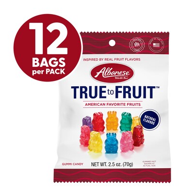 Albanese True to Fruit Variety Fruit Gummies, 2.5 oz., 24/Pack (220-02419)