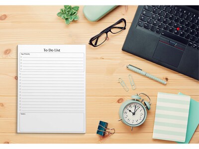 Better Office To-Do List Notepad, 8.5" x 11", Project-Ruled, White/Black, 50 Sheets/Pad (25832)