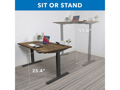 Mount-It! Ultimate 55W Electric Rectangular Adjustable Standing Desk, Oak/Black (MI-18082)