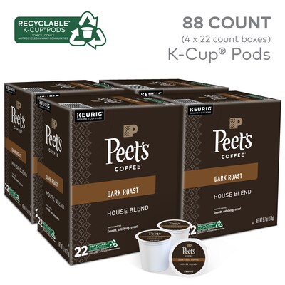 Peet's Coffee House Blend Coffee Keurig K-Cup Pod, Dark Roast, 88/Box (6546CT)