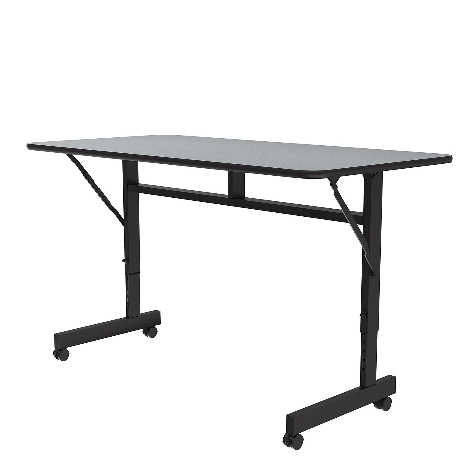 Correll Econoline 48W x 24D Adjustable Foldable Training Room Table, Laminate, With Wheels, Gray Granite (FTM2448TF15)