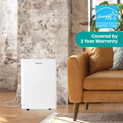 Hisense 35-Pint Portable Dehumidifier, 3-Speed, Covers up to 3000 sq. ft., White (ADH35K26)