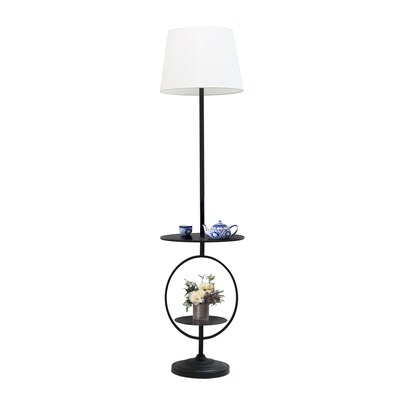 Lalia Home 61.4" Modern Elegance Floor Lamp with Built-In Side Table, Black (LHF-5057-BK)