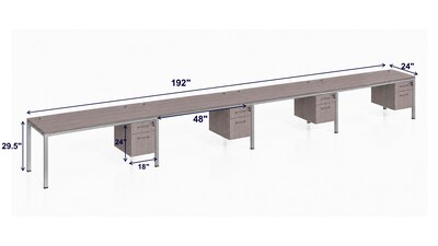 Boss Office Products Simple System 71W Office Desk with Pedestal, Driftwood, 4/Set (SGSD010-203)