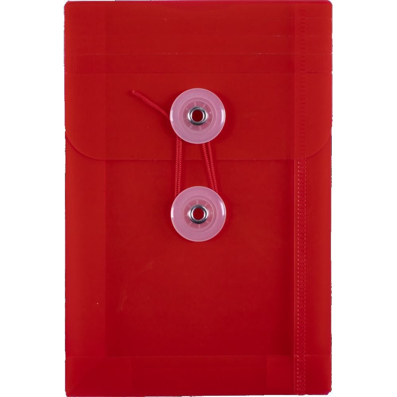 JAM Paper Premium Plastic Filing Envelope with Button & String Closure, 4 1/4 x 6 1/4, Red, 3/Pack (473B1REX3)