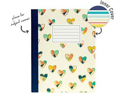 Carpe Diem Floral Love Composition Notebooks, 7.5" x 9.75", College-Ruled, 70 Sheet, Assorted Colors, 3/Pack(9096-CD)