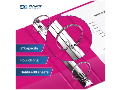 Davis Group Premium Economy 2" 3-Ring Non-View Binders, Pink, 6/Pack (2313-43-06)