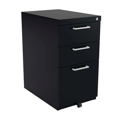 Safco Ready 3-Drawer Mobile File Cabinet, Letter Size, Lockable, 27.5H x 15W x 22.5D, Black (REYPEDMO22BBFBLCK6S)