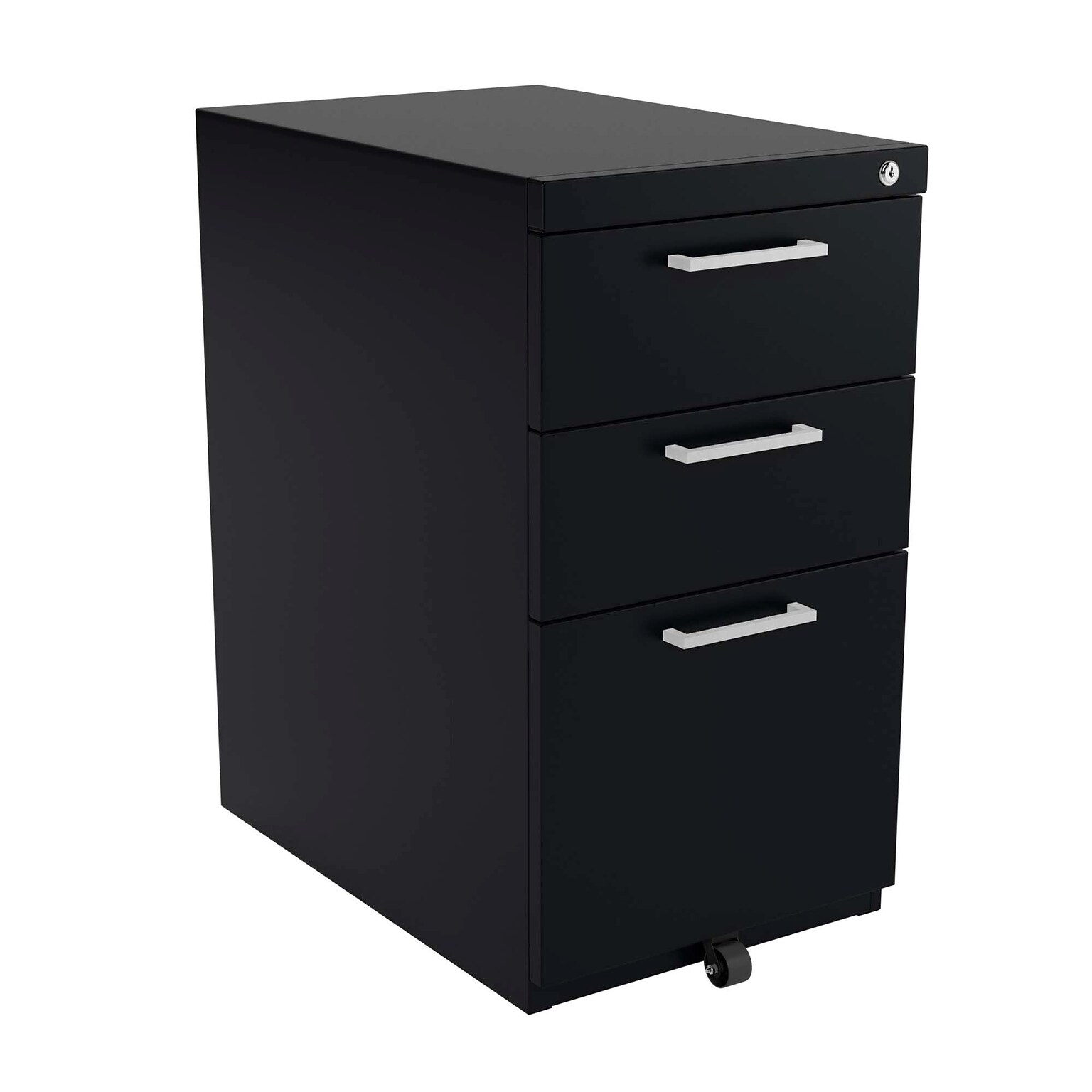 Safco Ready 3-Drawer Mobile File Cabinet, Letter Size, Lockable, 27.5H x 15W x 22.5D, Black (REYPEDMO22BBFBLCK6S)
