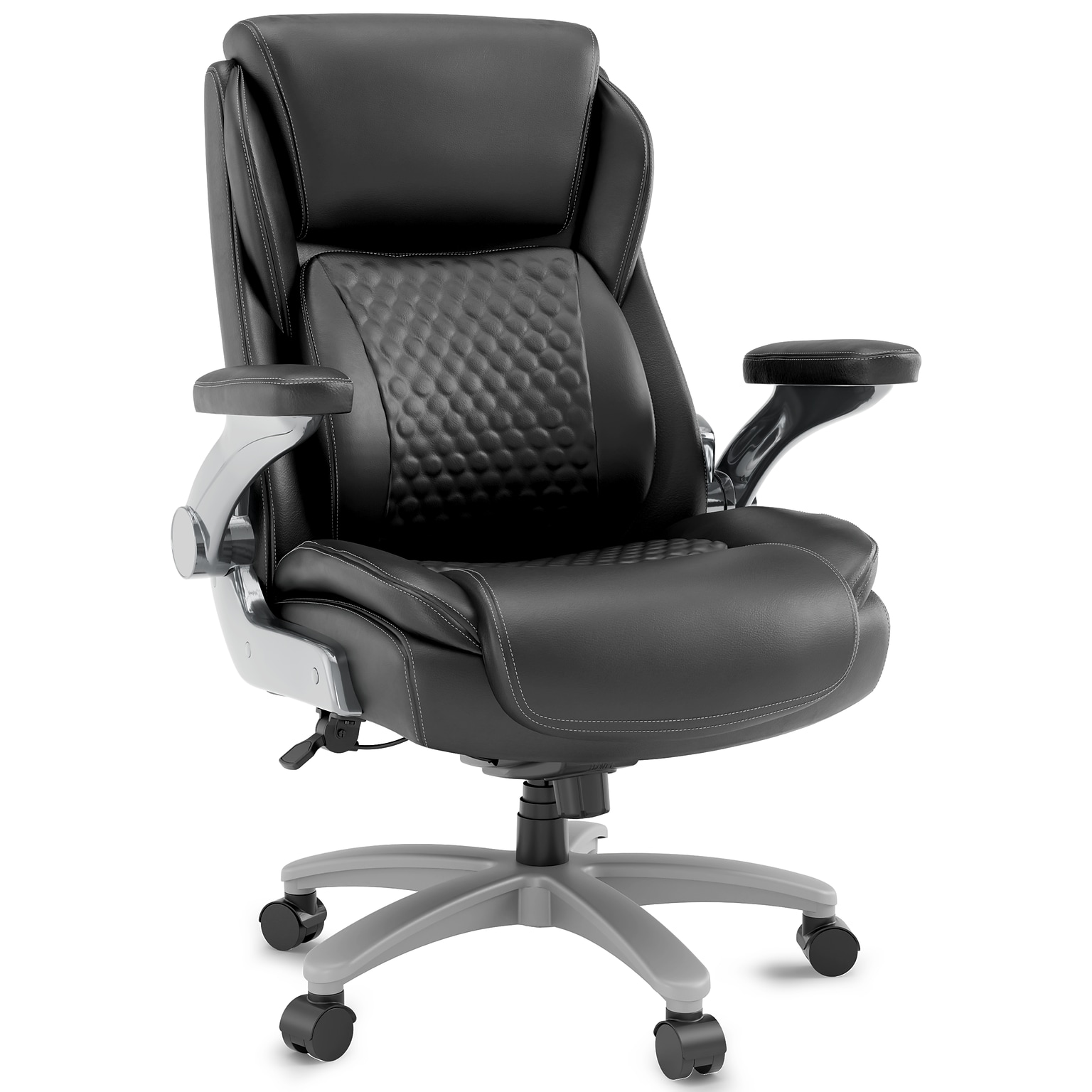 Staples Randolph Ergonomic Bonded Leather Executive Big & Tall Chair, 400 lb. Capacity, Black (ST62818)