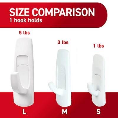Command Medium Utility Hooks, 3 lb., White, 6/Pack (17001-VP-6P)