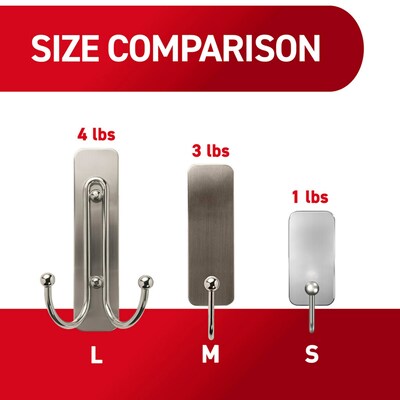 Command Large Bathroom Hook, Satin Nickel, (BATH36-SN-ES)