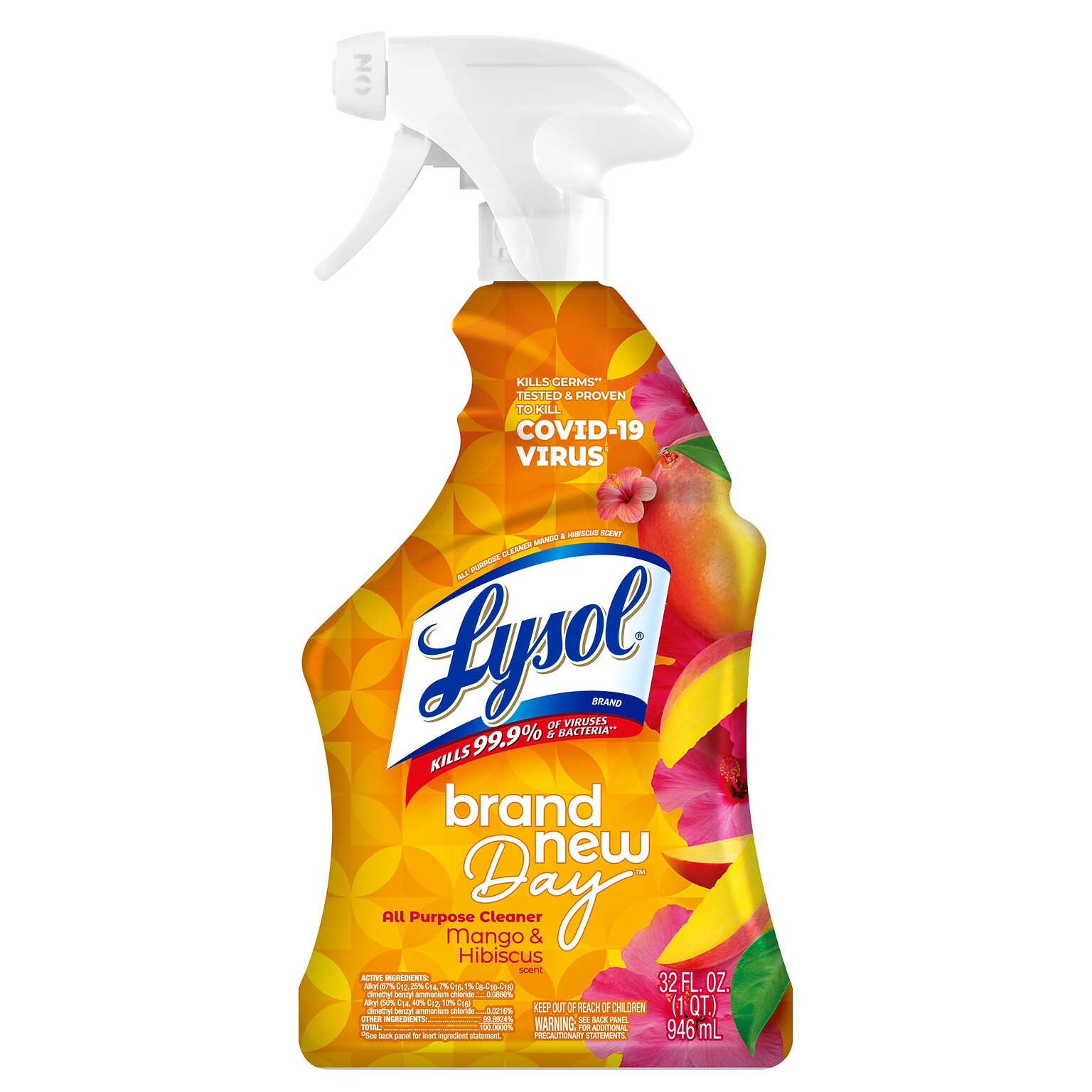 Lysol Brand New Day Disinfecting All-Purpose Cleaner Spray Bottle, Mango & Hibiscus Scent, 32 oz. (19200-98769)