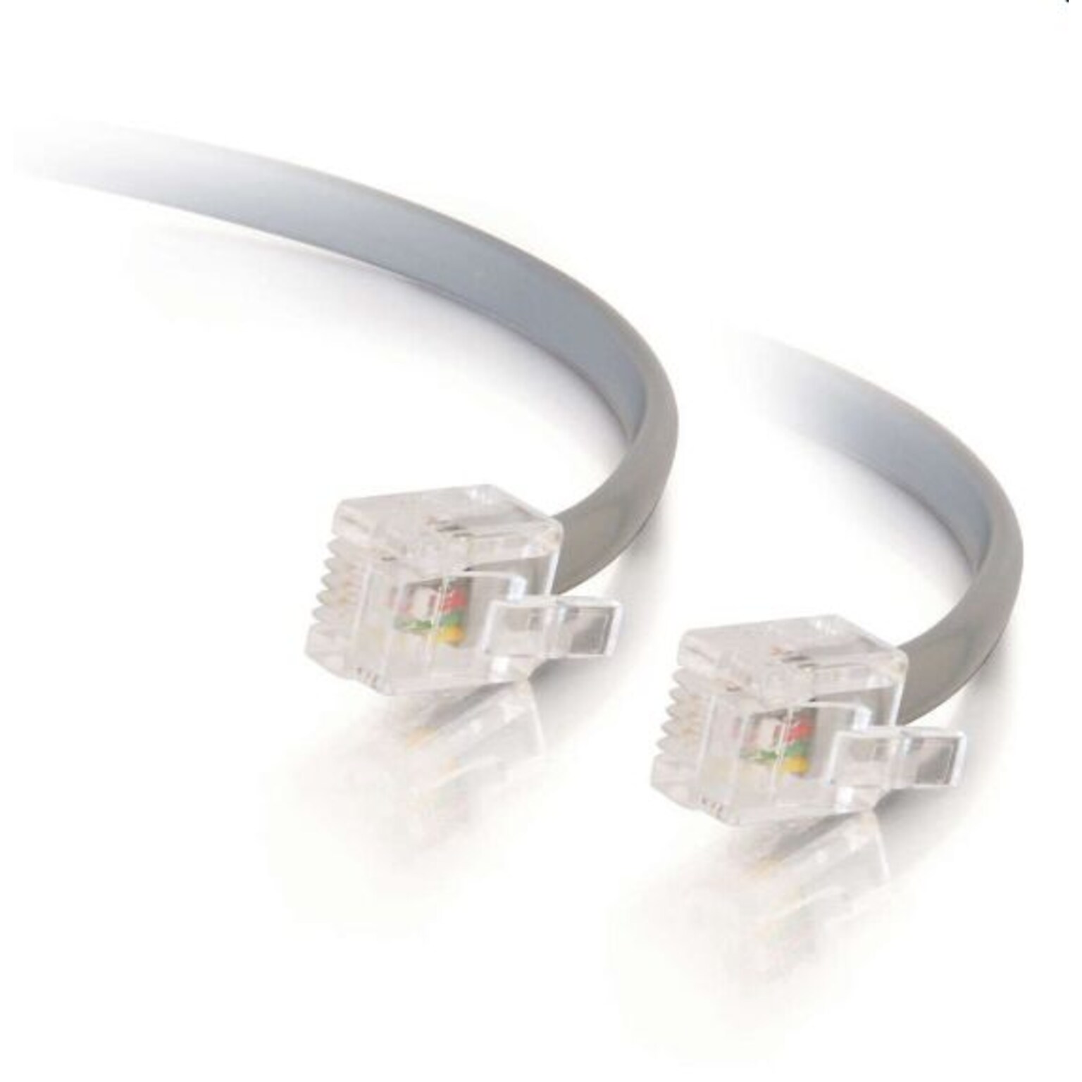 C2G 14 RJ11 Modular Telephone Cable, Male to Male, Silver (09590)