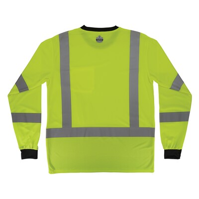 Ergodyne GloWear 8369BK High Visibility Long Sleeve Black Bottom T-Shirt, ANSI Type R Class 3, Lime, Large (22204)