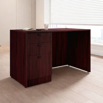 Boss Office Products 48W Desk with Box/Box/File Pedestal, Mahogany (GROUP104-M)