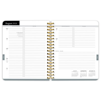 2026-2027 Plato Black Solid 6" x 7.75" Academic Weekly Desk Planner, Paperboard Cover (9798330708154)