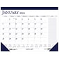 2024 House of Doolittle Compact 18.5" x 13" Monthly Desk Pad Calendar, White/Blue (1646-24)