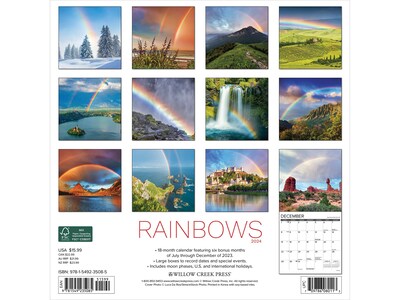 2024 Willow Creek Rainbows 12" x 12" Monthly Wall Calendar (35085)