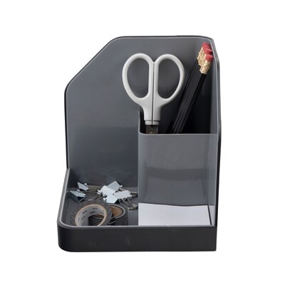 Advantus Fusion 2-Compartment Desk Organizer, Plastic, Black/Gray (38338)