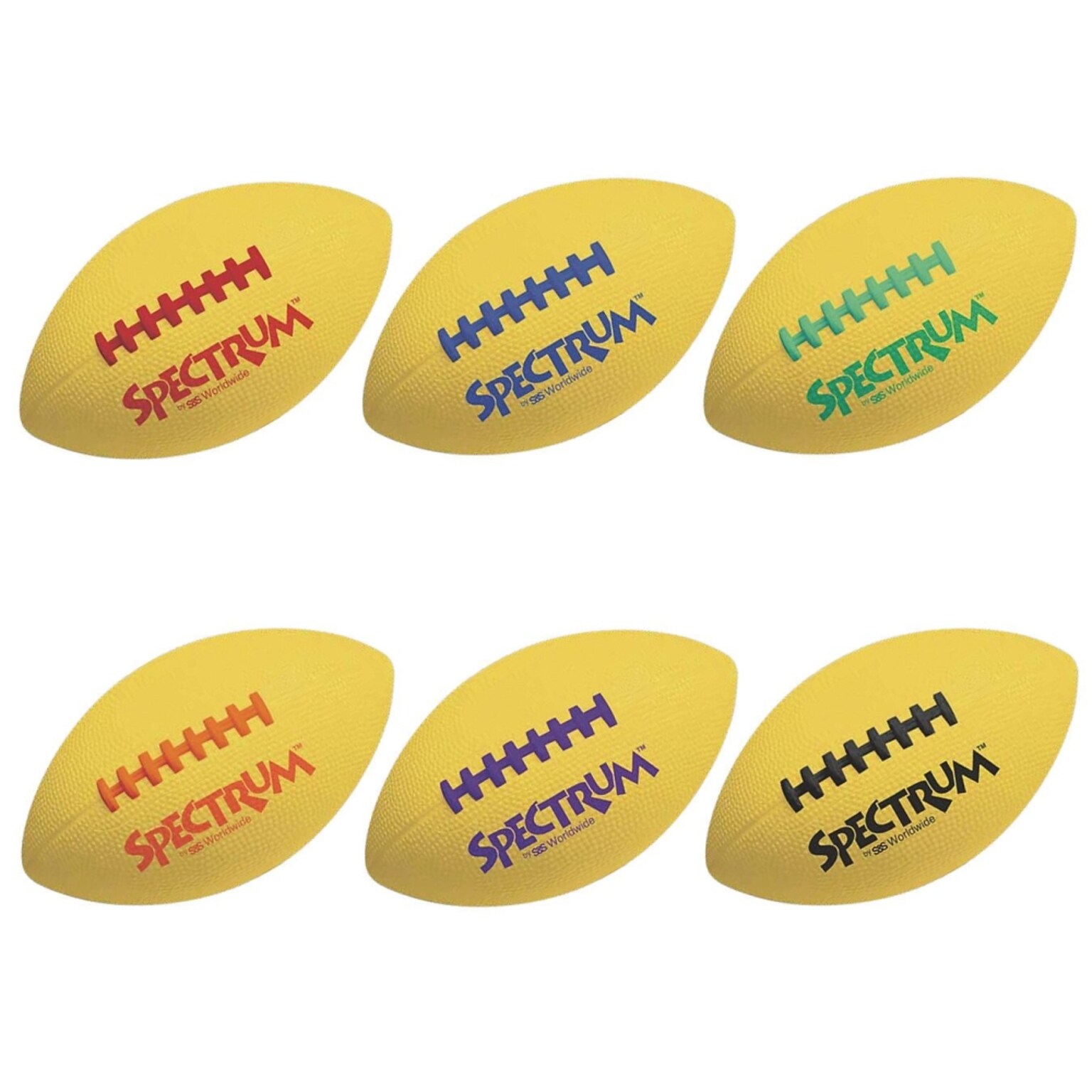 S&S Worldwide Size 9.75 Spectrum Foam Football, Assorted Colors, 6/Pack (W14652)