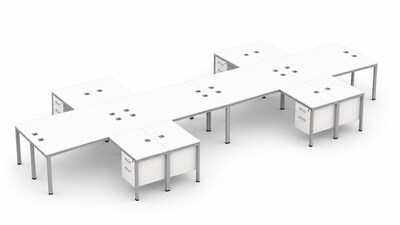 Boss Office Products Simple System 71W L-Shaped Desk, White, 8/Set (SGSD028-203-WT)