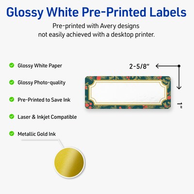 Avery Rectangle Multipurpose Labels, 1 x 2-5/8, White, 160/Pack (19479370493)