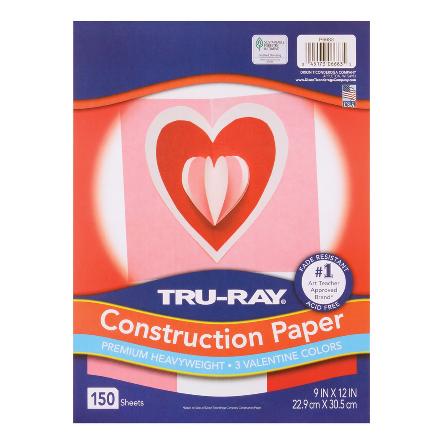 Tru-Ray Valentine 9 x 12 Construction Paper, Assorted Colors, 150 Sheets/Pack (PAC6683)