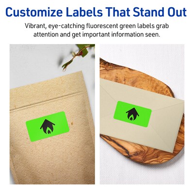 Avery Laser/Inkjet Multipurpose Labels, Neon Green, 30 Labels/Sheet, 80 Sheets/Pack (94216-NGP80)