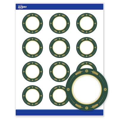 Avery Gold-Green Border Matte Blank Card, White, 120/Pack (S00-FDK)