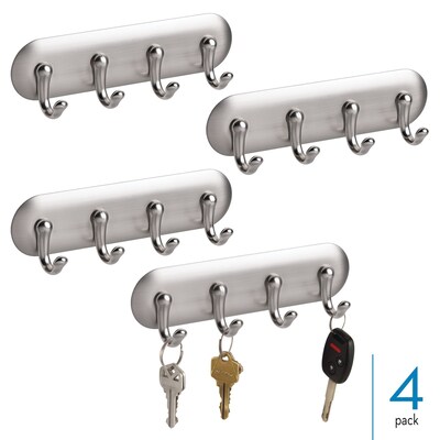 iDESIGN Wall Rack, Brushed Nickel, ABS, 4/Pack (28133M4)