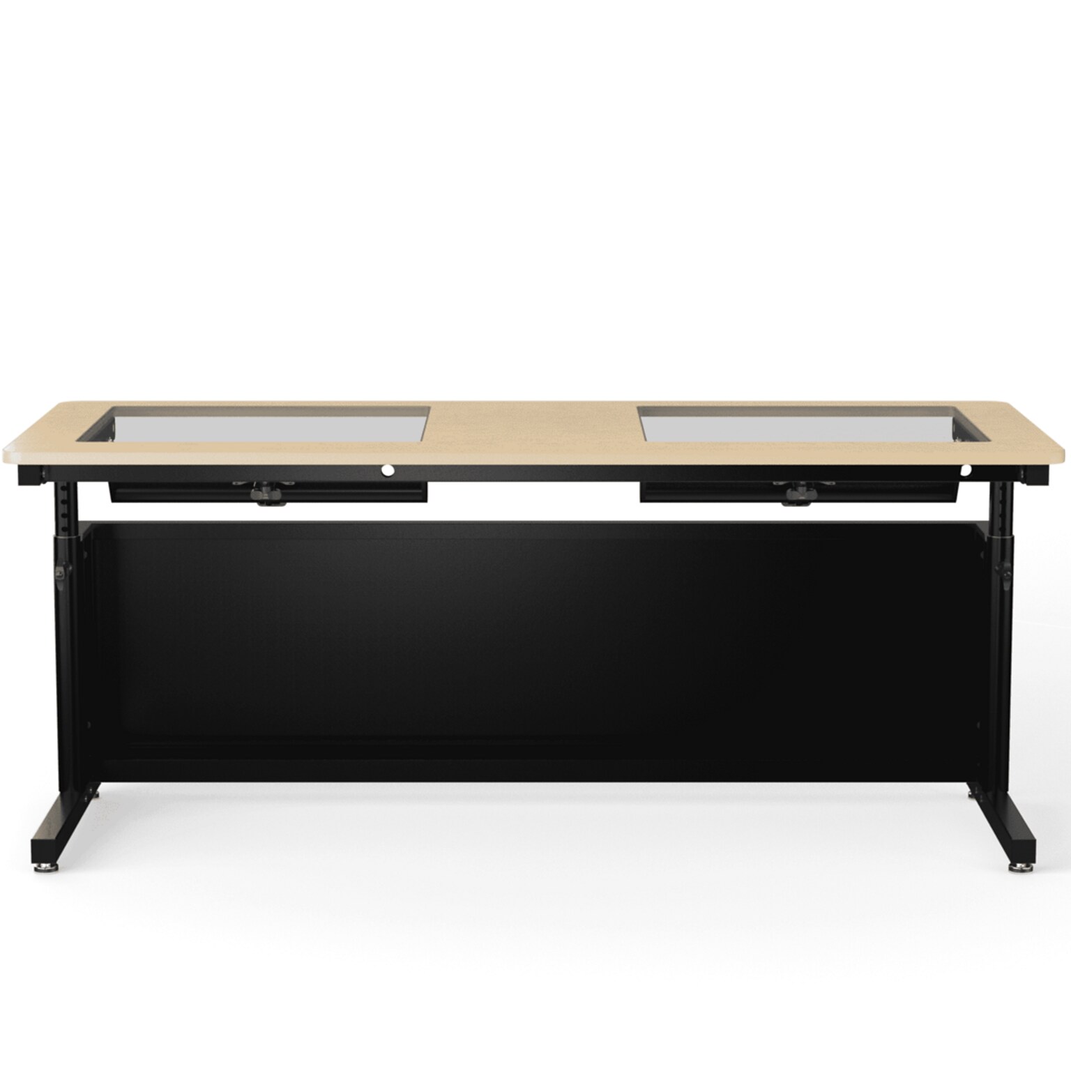VersaDesk Downview 72W Manual Adjustable Standing Computer Table, Maple/Black (DVT7230-BM)