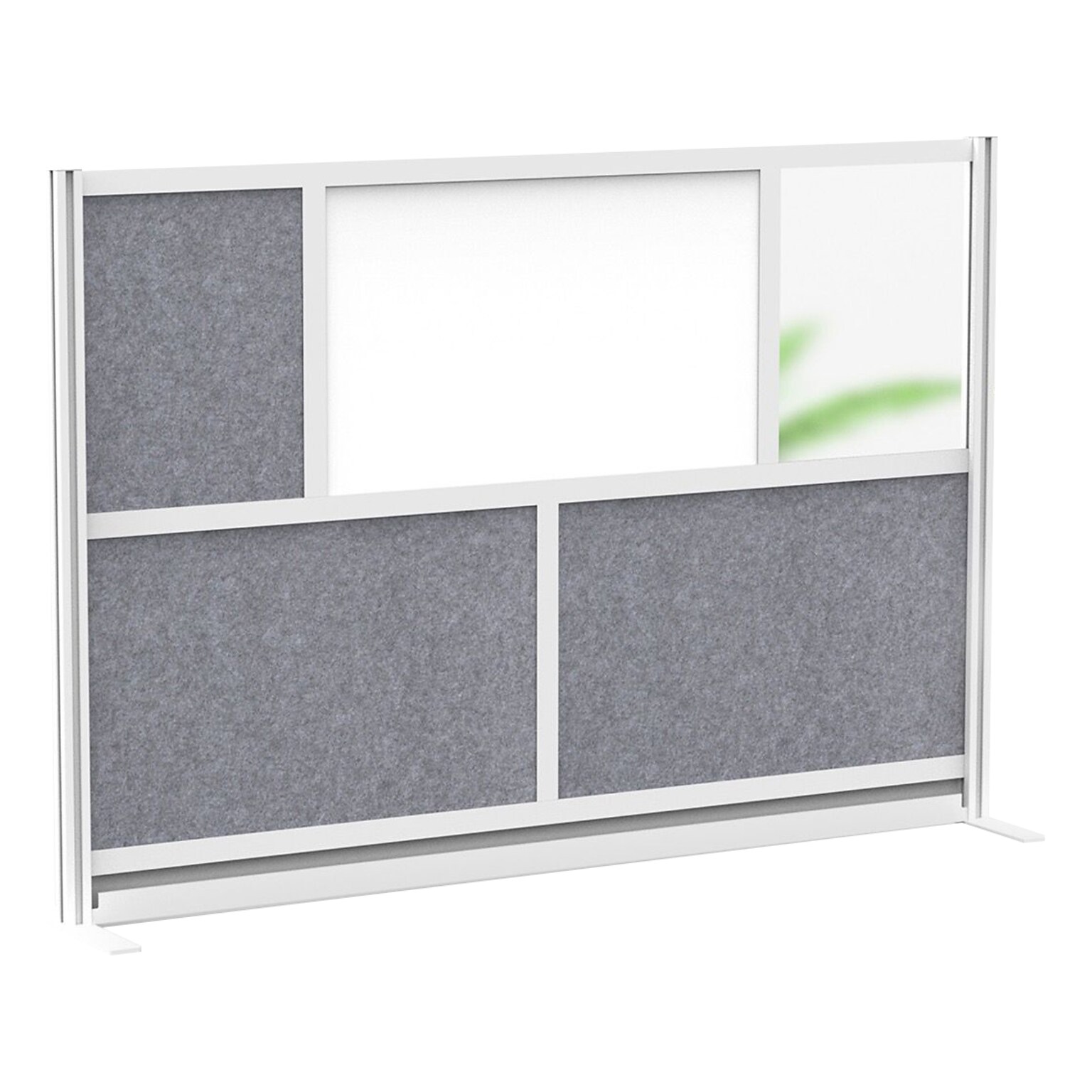 Luxor Workflow Series 5-Panel Freestanding Modular Room Divider System Starter Wall with Whiteboard, 48H x 70W, Gray/Silver