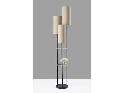 Adesso Trio 68" Matte Black Floor Lamp with Three Cylindrical Light Brown Shades (4305-01)