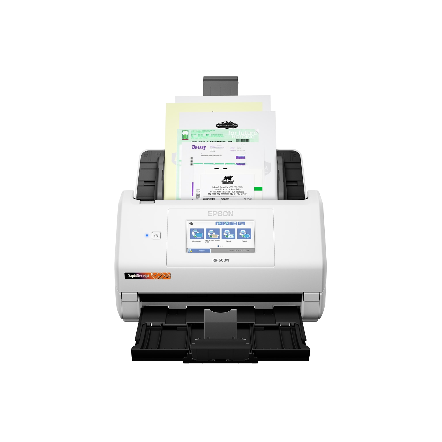 Epson RapidReceipt RR-600W Wireless Duplex Receipt Scanner, White/Black (B11B258202)