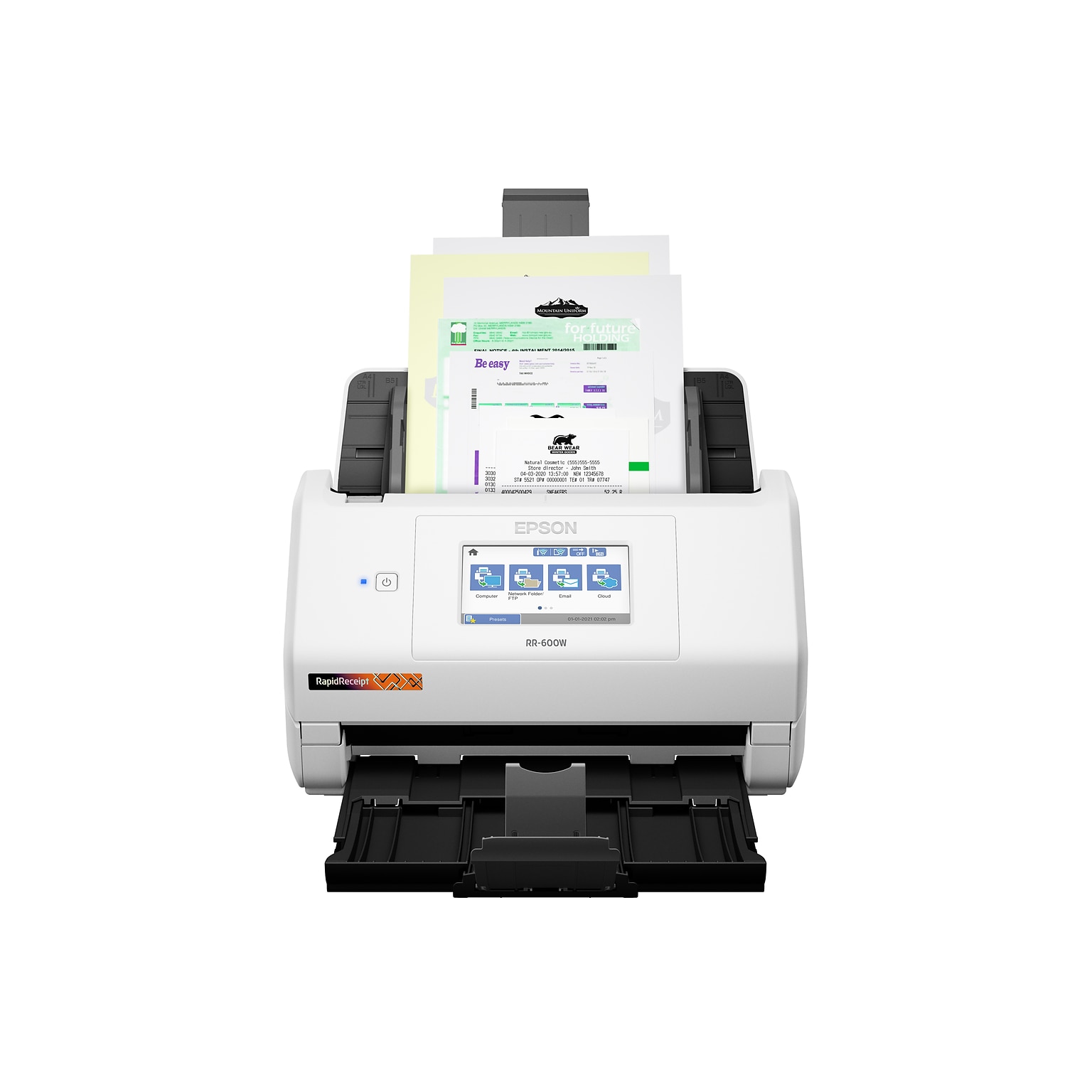 Epson RapidReceipt RR-600W Wireless Duplex Receipt Scanner, White/Black (B11B258202)